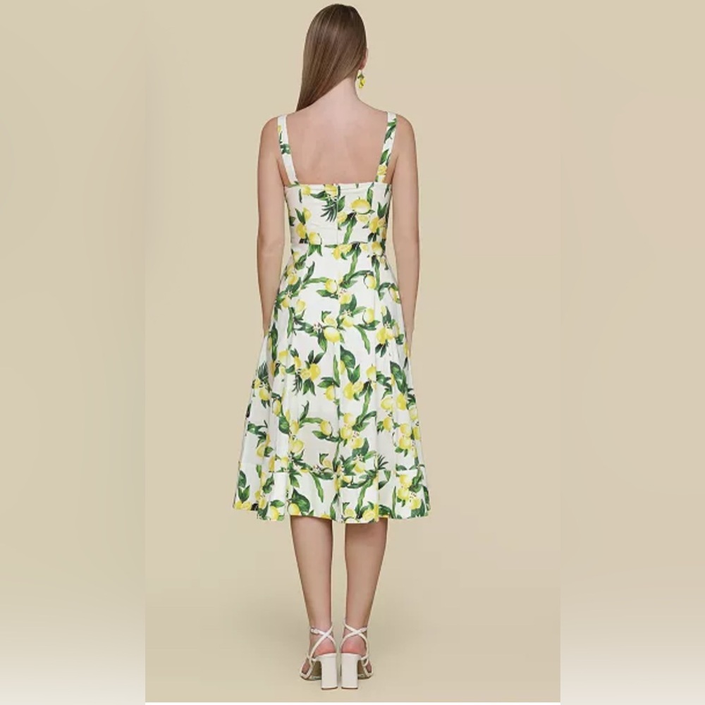 AVEC LES FILLES Lemon Printed Corset Bodice Midi Dress - Picture 5 of 5